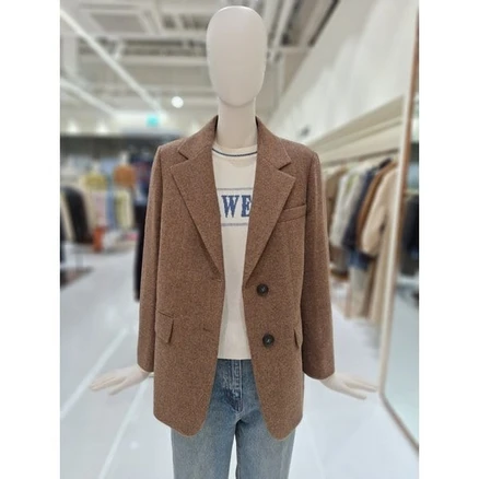 CC콜렉트 부산점 씨씨콜렉트 테일러드 카라 투버튼 모직 자켓 E244MSF136 191473 {!마감임박!}, 55, 멜란지브라운