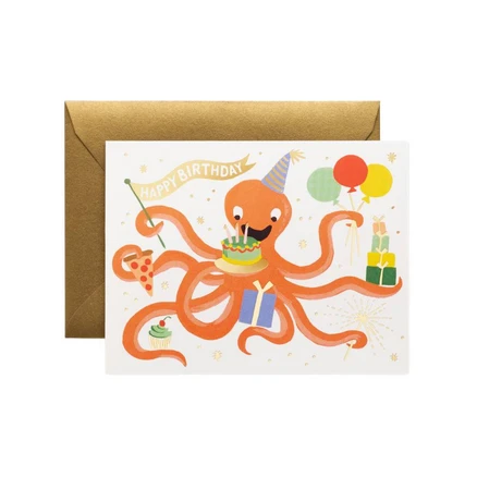 라이플페이퍼 Octopus Birthday Card 생일 카드, 단품