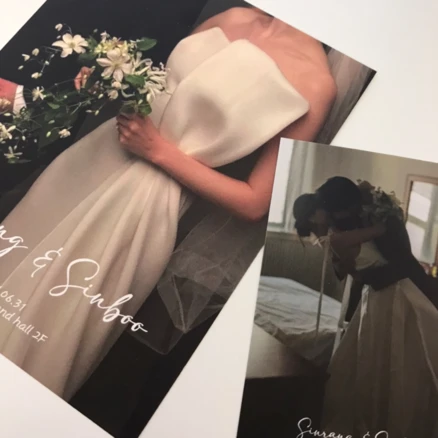 [라미카드] 맞춤제작 엽서형 청첩장+트레싱지봉투+스티커, 50