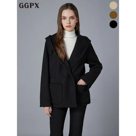 GGPX 후드숄 하프코트 GO9CT004F