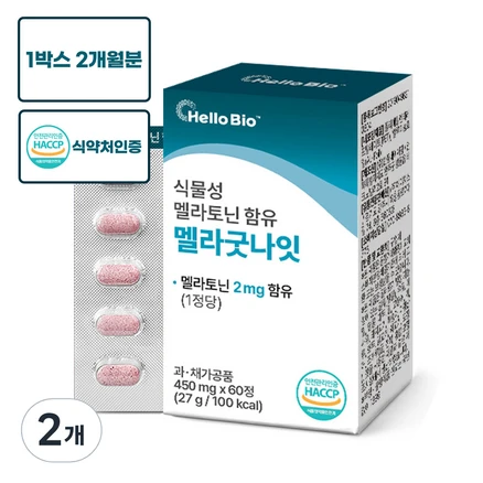 식물성 멜라토닌 함유 멜라굿나잇, 2개, 60정