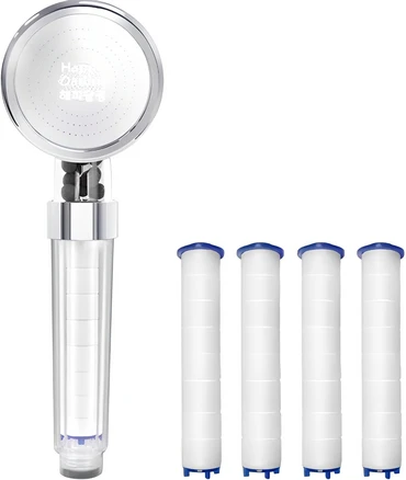 해피달링 미네랄 4단 필터 샤워기헤드 + 필터4p 세트, 1개, 혼합색상