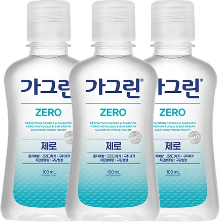 가그린 제로 구강청결제, 100ml, 3개