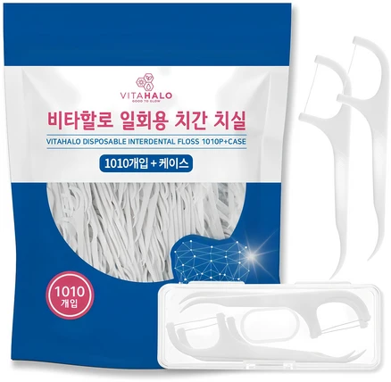 비타할로 일회용 치실 + 케이스, 1개, 1010개입, 74mm