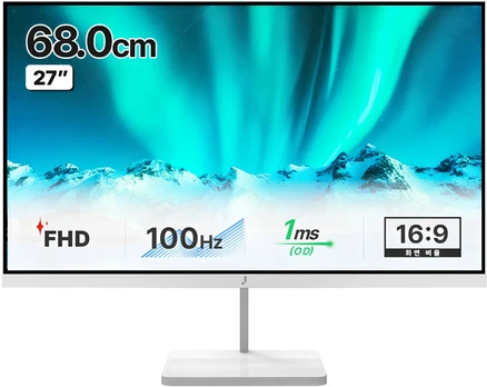 주연테크 FHD 100Hz 화이트 모니터, 68cm, V27FX-W(무결점)