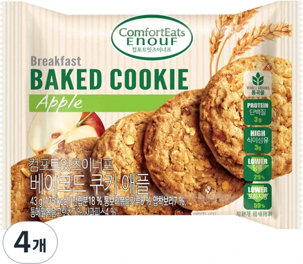 컴포트잇츠이너프 베이크드 쿠키 애플, 43g, 4개