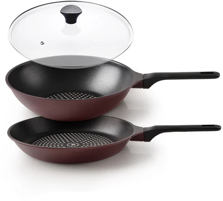 키친아트 와인에디션 프라이팬 세트 3개, 혼합색상, 후라이팬+궁중팬+유리커버(28cm), 1세트