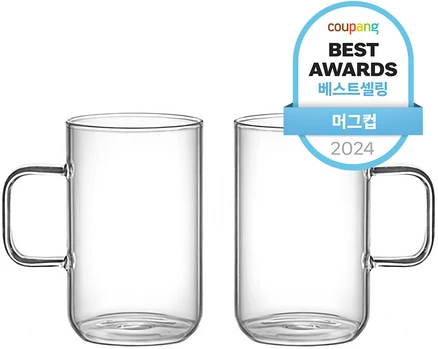 어뮤즈키친 내열유리 머그컵 500ml, 2개