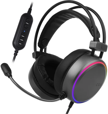 콕스 가상 7.1 ENC EQ RGB 게이밍 헤드셋, Dark Grey, CH43