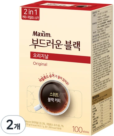 맥심 오리지날 부드러운 블랙 커피믹스, 2.7g, 100개입, 2개