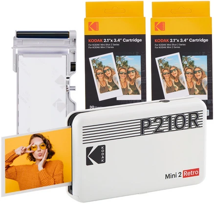 코닥 미니 2 레트로 포토프린터+카트리지 68매 번들, P210R, White