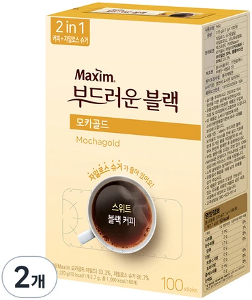 맥심 모카골드 부드러운 블랙 커피믹스, 2.7g, 100개입, 2개