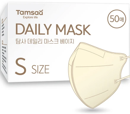 탐사 국내생산 데일리 컬러 새부리형 마스크 소형, 50개입, 1개, 베이지