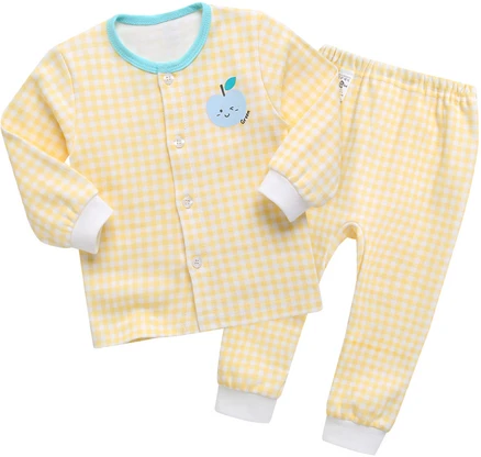 그린베베 유아용 봄가을용 사과체크 양면내의