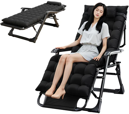 마치 접이식 침대 1인용 사무실 리클라이너 이동식 간이침대, 블랙