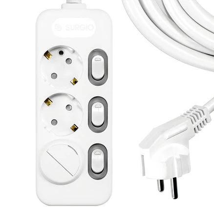 써지오 개별 멀티탭 3구 DH-2039-RT + 안전커버 랜덤발송, 3m, 혼합색상, 1개