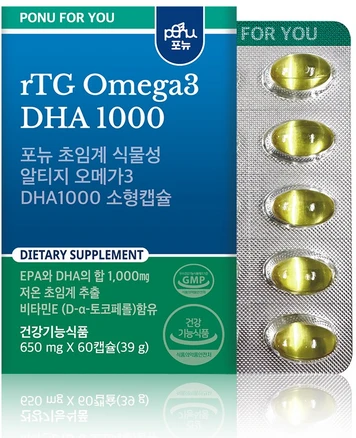 포뉴 초임계 식물성 알티지 오메가3 DHA1000 소형캡슐 650mg 1개월분 NVCD 카제로템, 60정, 1박스