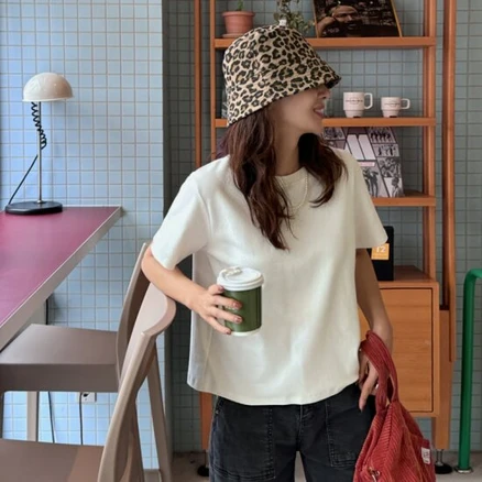 [메이블루] 세미크롭 피치 반팔티