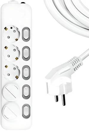 써지오 스위치 멀티탭 개별 5구 DH-1658-MT + 안전커버 2p, 1.2m, 1세트