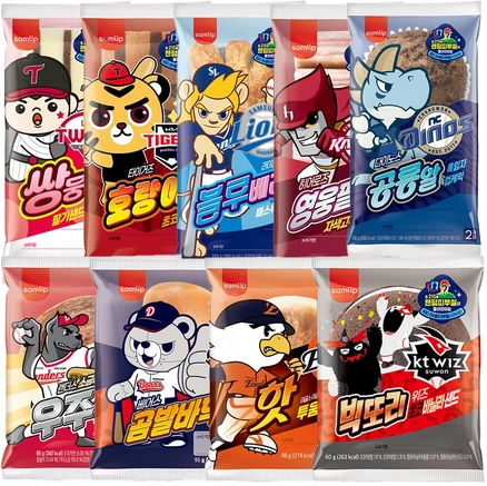 문리 대용량 삼립 크보빵 KBO 콜라보 프로야구 빵 출시 랜덤 (띠부실), 27개, 90mg