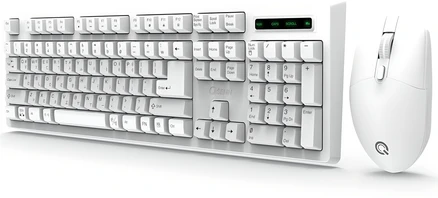큐센 무선 키보드 + 마우스 + 키스킨 세트, 화이트, 일반형, MK450