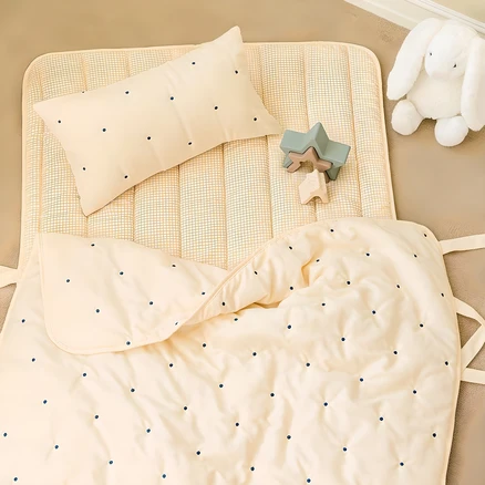 아이자리 크리미워싱 자수누빔 애착 어린이집 낮잠이불 세트 일체형, 무무레몬