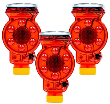 LED 자석용 쏠라 경고등(3개입) / 경광등 쏠라등 공사장 깜빡이 태양열 충전 유도등 도로 안전용품 마그넷 고정, 3개