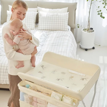아가짱 접이식 기저귀갈이대 교환대 + 전용방수요, 기저귀교환대_베이지, 여우(S)