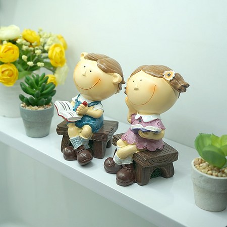 미니 벤치 듀엣 인형