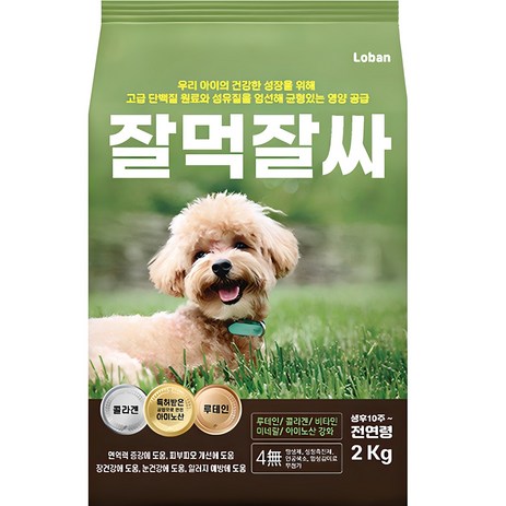 잘먹잘싸 전연령 강아지 건식사료, 연어, 2kg, 1개-추천-상품