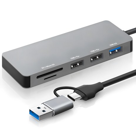 홈플래닛 5포트 USB-A & C타입 듀얼커넥터 멀티허브 (120cm 케이블), HUB5C-A, 1개-추천-상품
