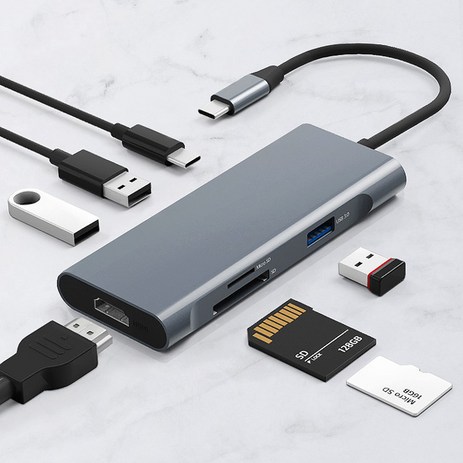홈플래닛-7포트-USB3.0-HDMI-멀티허브-DEX-덱스-미러링-그레이-추천-상품