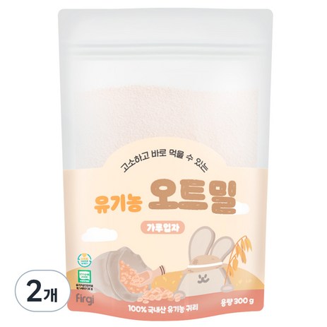 퍼기 유아용 이유식용 유기농 세척 오트밀 가루입자, 300g, 2개-추천-상품