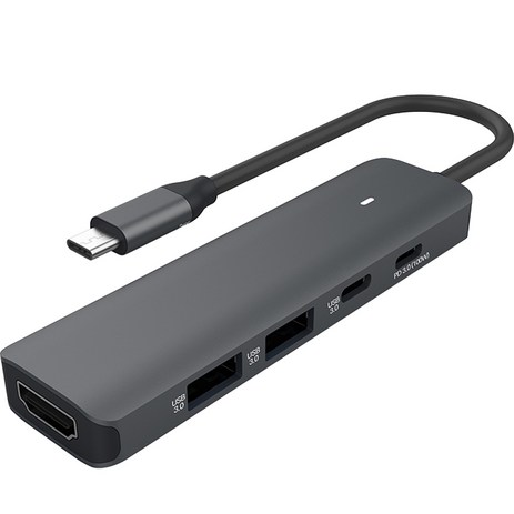 아이노트 퓨전에프앤씨 5in1 4K 60hz 애플 맥북 아이패드 C타입 멀티 허브 CH46P, 다크실버, 1개-추천-상품