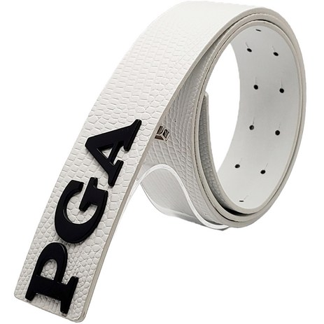 PGA 남성용 이태리 프리미엄 천연 통가죽 패턴 무광 골프 벨트 PGA110, 화이트-추천-상품
