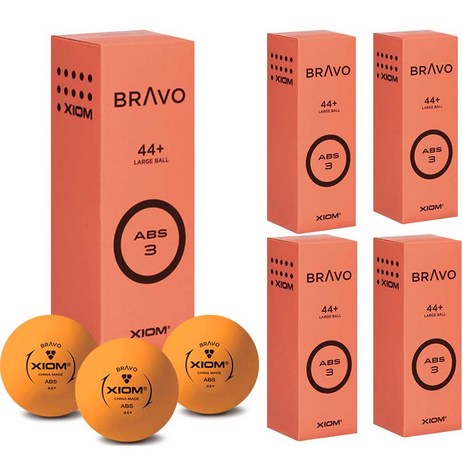엑시옴 BRAVO 라지볼 탁구공 44+, 오렌지, 3개입, 5개-추천-상품