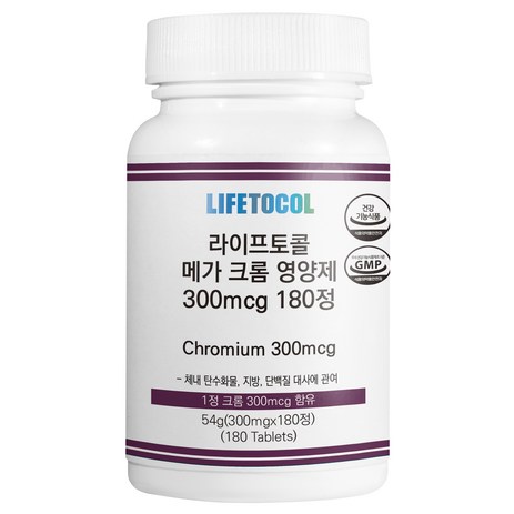 라이프토콜 메가 크롬 영양제 300mcg 54g, 180정, 1개-추천-상품