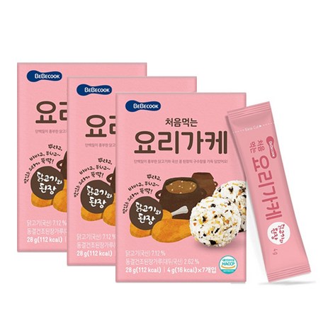 베베쿡 처음 먹는 요리가케, 닭고기와 된장, 28g, 3개-추천-상품