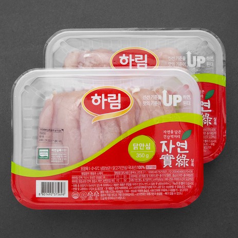 하림 자연실록 무항생제 인증 닭 안심 (냉장), 350g, 2팩-추천-상품