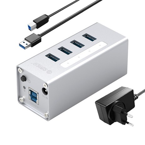 오리코-USB3.0-4포트-유전원-허브-A3H4-실버-추천-상품