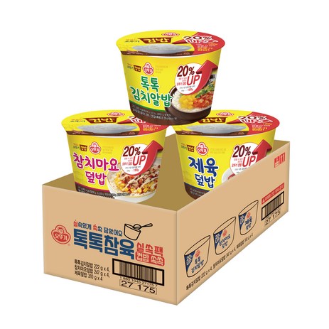 오뚜기 컵밥 톡톡참육 실쏙팩 톡톡김치알밥 4p + 참치마요덮밥 4p + 제육덮밥 4p 세트, 1세트-추천-상품