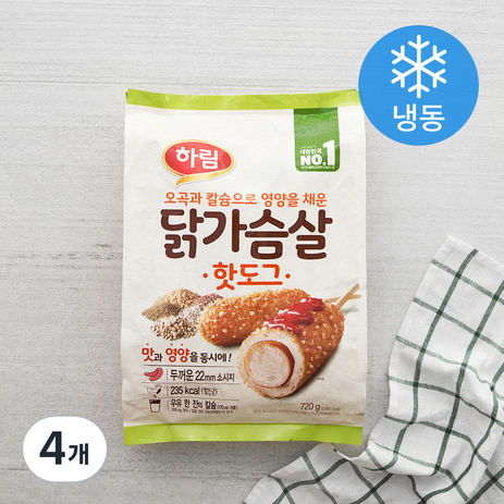 하림 닭가슴살 핫도그 8개입 (냉동), 720g, 4개-추천-상품