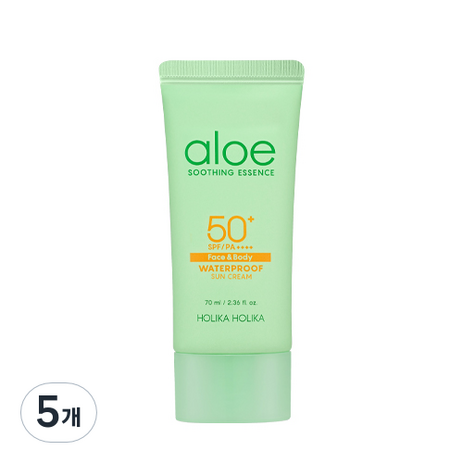 홀리카홀리카 알로에 워터프루프 선크림 SPF 50+ PA++++, 70ml, 5개-추천-상품