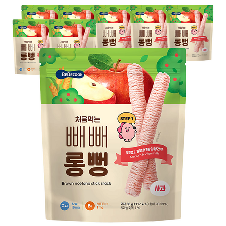 베베쿡 처음먹는 빼빼롱뻥, 사과, 30g, 8개-추천-상품