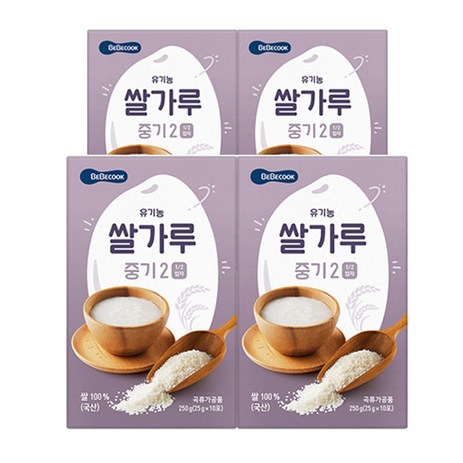 베베쿡 유기농 쌀가루 중기2 25g x 10p, 250g, 4개-추천-상품