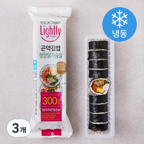 라이틀리 청양닭가슴살 곤약김밥 (냉동), 220g, 3개-추천-상품