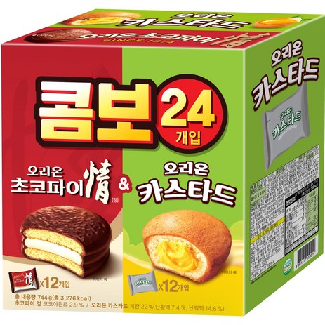 오리온 초코파이 정 39g x 12p + 카스타드 23g x 12p, 744g, 1개-추천-상품