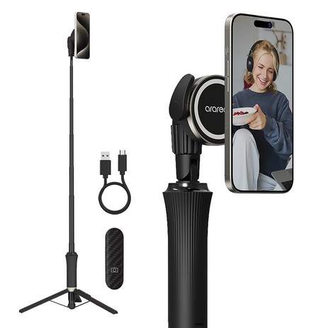 아라리 맥피포드 프로 맥세이프 블루투스 접이식 삼각대 셀카봉 대형 150cm, WS-23002-1, 1개-추천-상품