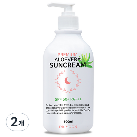 닥터문 프리미엄 대용량 알로에베라 선크림 SPF50+ PA+++, 500ml, 2개-추천-상품