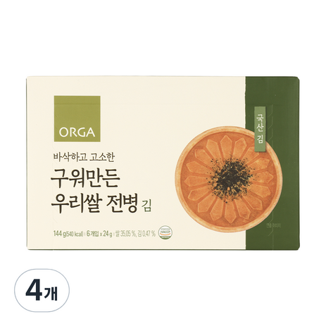 ORGA 구워만든 우리쌀 전병 144g, 4개, 김맛-추천-상품